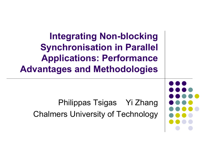 integrating non blocking synchronisation in parallel