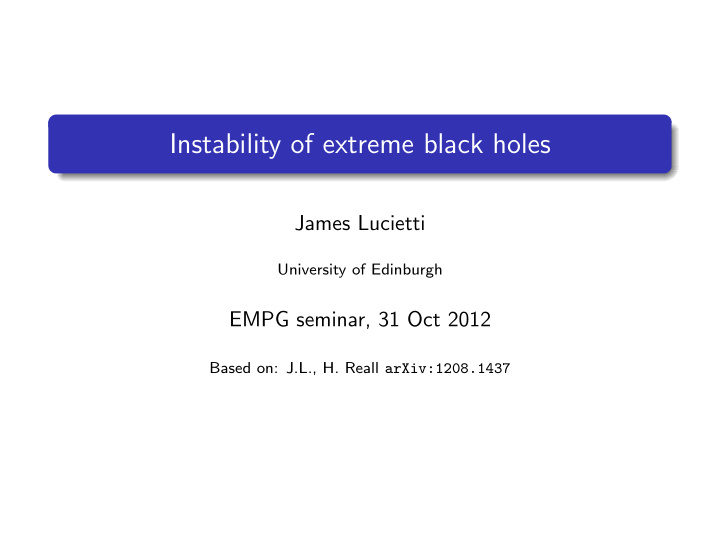 instability of extreme black holes