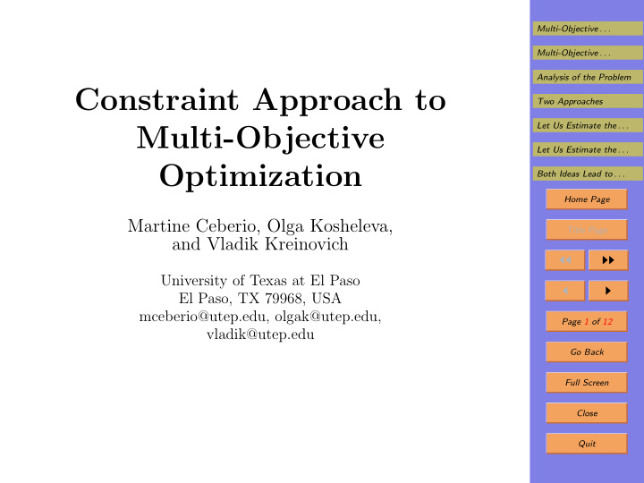 constraint approach to