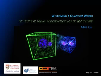 Mile Gu  IPS Meeting 2-23-2012  8/9/2017 FWS-01  Mile Gu C OMPLEX S OCIETY Q UANTUM M ECHANICS  IPS
