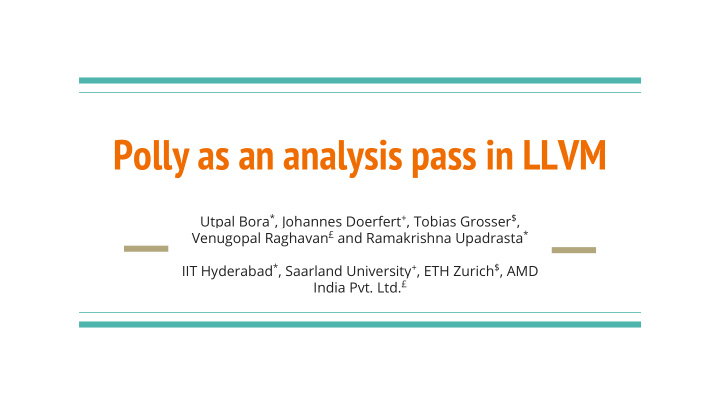 polly as an analysis pass in llvm