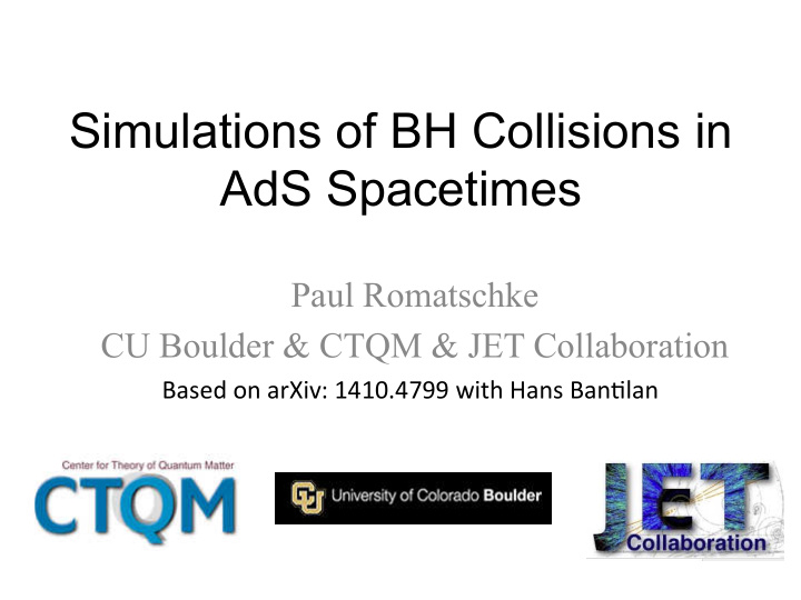 simulations of bh collisions in ads spacetimes