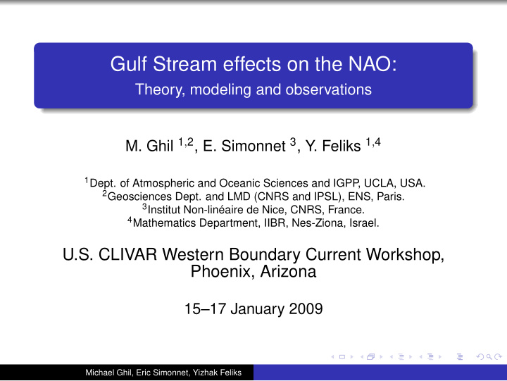 gulf stream effects on the nao