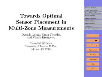 Towards Optimal  How to Arrange . . .  Sensor Placement . . .  Sensor Placement in  Where to Place