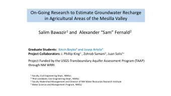 On-Going Research to Estimate Groundwater Recharge  in Agricultural Areas of the Mesilla Valley