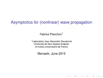 Asymptotics for (nonlinear) wave propagation Fabrice Planchon 1 1 Laboratoire Jean Alexandre