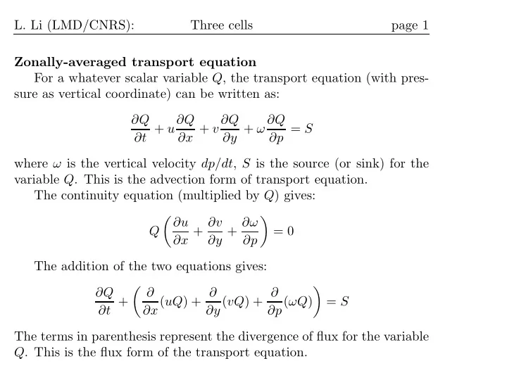 l li lmd cnrs three cells page 1 zonally averaged