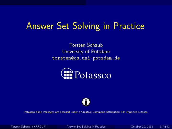answer set solving in practice
