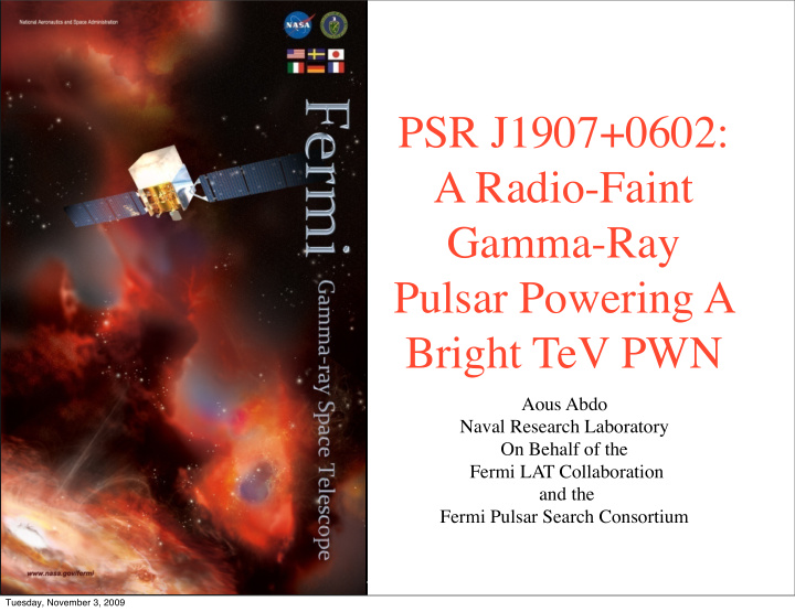psr j1907 0602 a radio faint gamma ray pulsar powering a