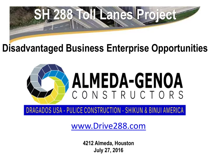 sh 288 toll lanes project