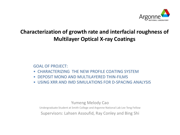 multilayer optical x ray coatings
