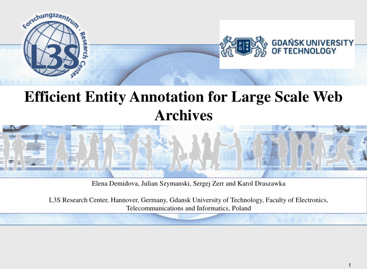 efficient entity annotation for large scale web archives