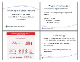 What is Hypertension?  Hypertension = High Blood Pressure  Lowering Your Blood Pressure
