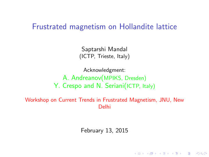 frustrated magnetism on hollandite lattice