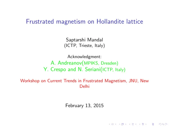 frustrated magnetism on hollandite lattice