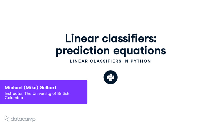 linear classifiers prediction eq u ations