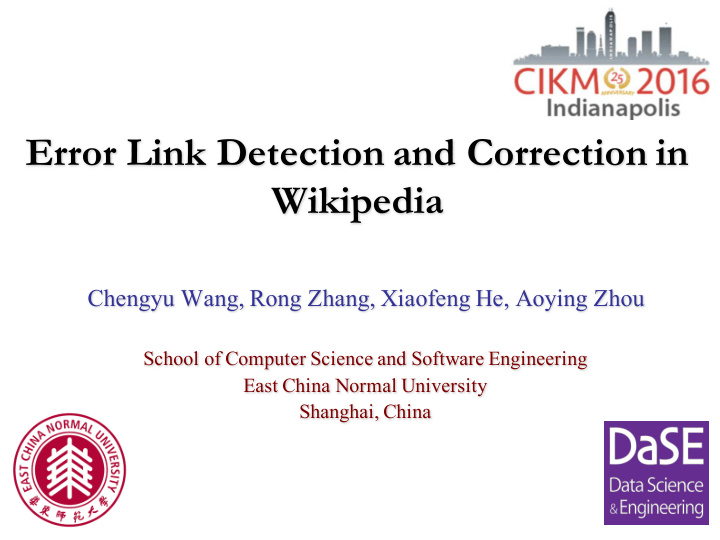 error link detection and correction in wikipedia