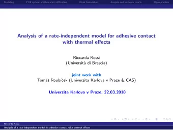 Analysis of a rate-independent model for adhesive contact  with thermal effects  Riccarda Rossi