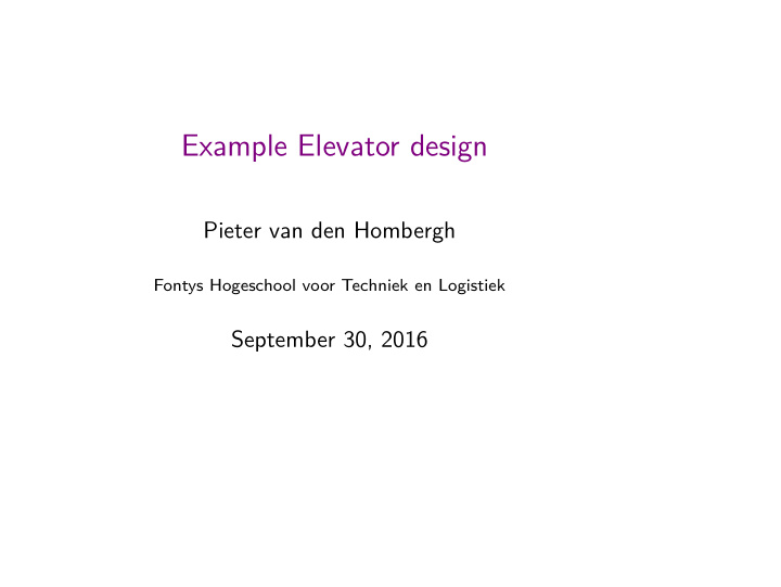 example elevator design