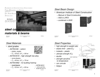 sixteen  steel construction:  materials &amp; beams  Steel Beams 1  Elements of Architectural
