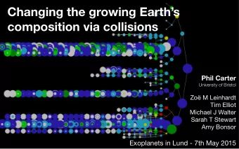 Changing the growing Earths  composition via collisions  Phil Carter  University of Bristol