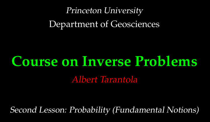 course on inverse problems