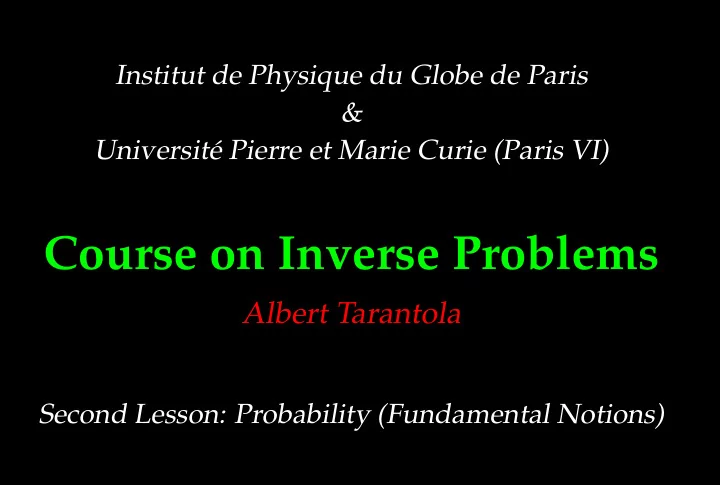 course on inverse problems