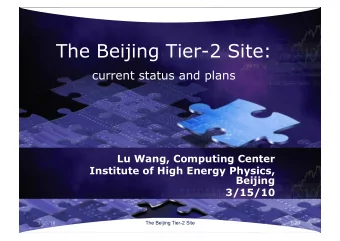 The Beijing Tier-2 Site: current status and plans  Lu Wang, Computing Center  Institute of High
