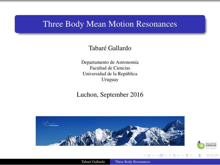 three body mean motion resonances