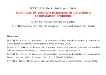 Calmness of solution mappings in parametric  optimization problems  Diethard Klatte, University