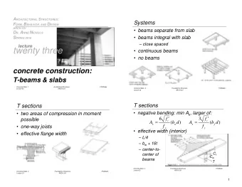 twenty three  continuous beams  no beams  concrete construction:  T-beams &amp; slabs