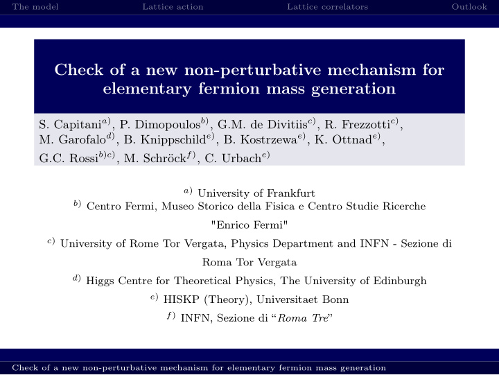 check of a new non perturbative mechanism for elementary