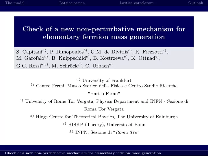 check of a new non perturbative mechanism for elementary