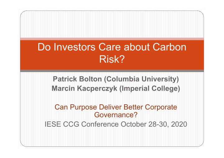 do investors care about carbon risk