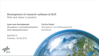 Development of research software at DLR  Role and status in practice  Lynn von Kurnatowski  Carina