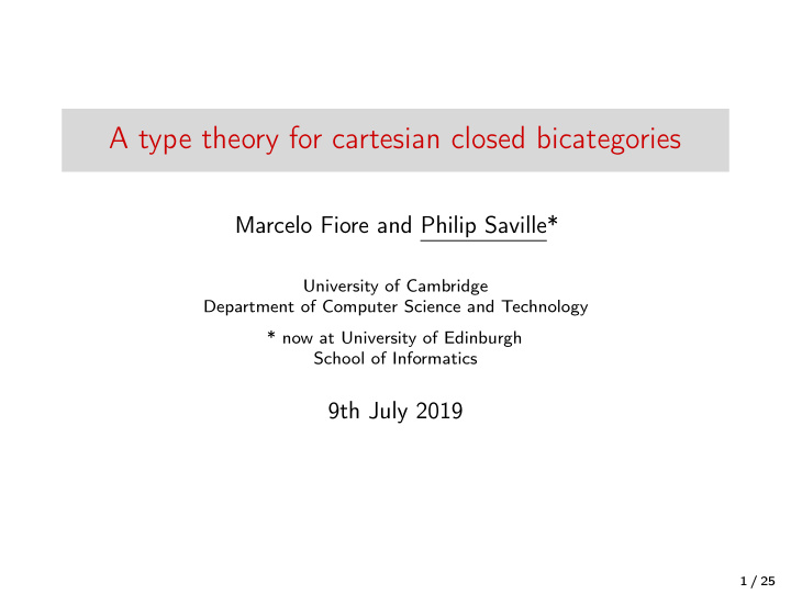 a type theory for cartesian closed bicategories