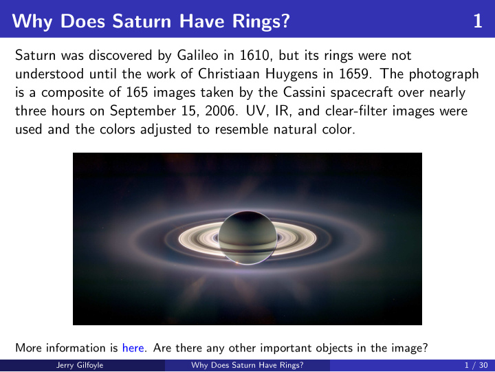 why does saturn have rings 1