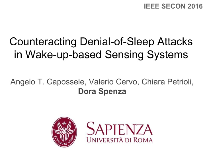 counteracting denial of sleep attacks in wake up based