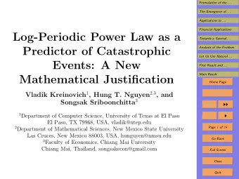 Log-Periodic Power Law as a  Towards a General . . .  Predictor of Catastrophic  Analysis of the