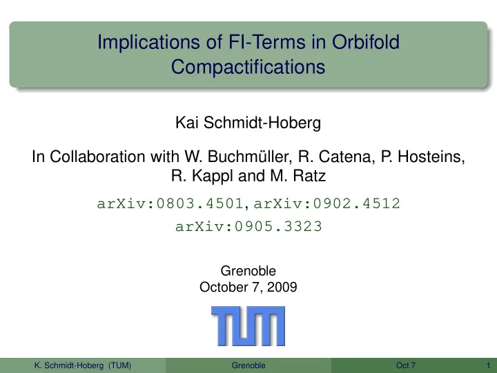 implications of fi terms in orbifold compactifications