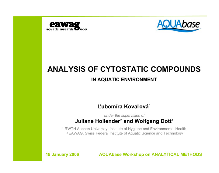 analysis of cytostatic compounds