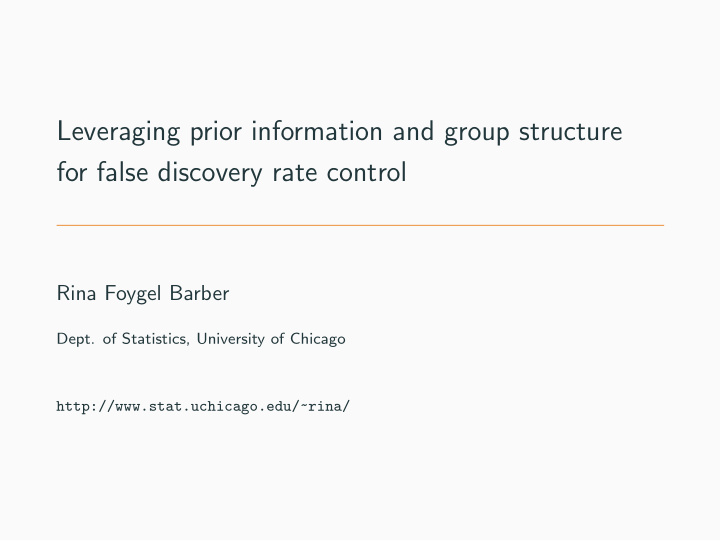 leveraging prior information and group structure for