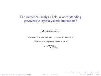 Can numerical analysis help in understanding  piezoviscous hydrodynamic lubrication?  M. Lanzend