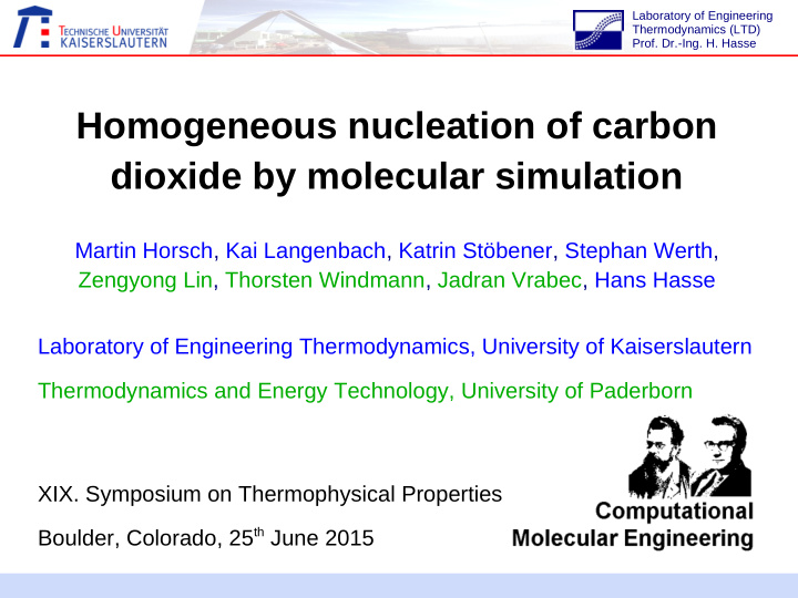 homogeneous nucleation of carbon dioxide by molecular