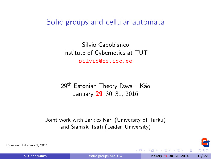 sofic groups and cellular automata
