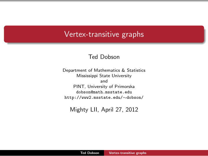 vertex transitive graphs