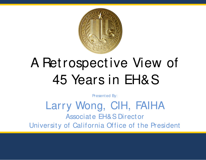 a retrospective view of 45 y ears in eh amp s