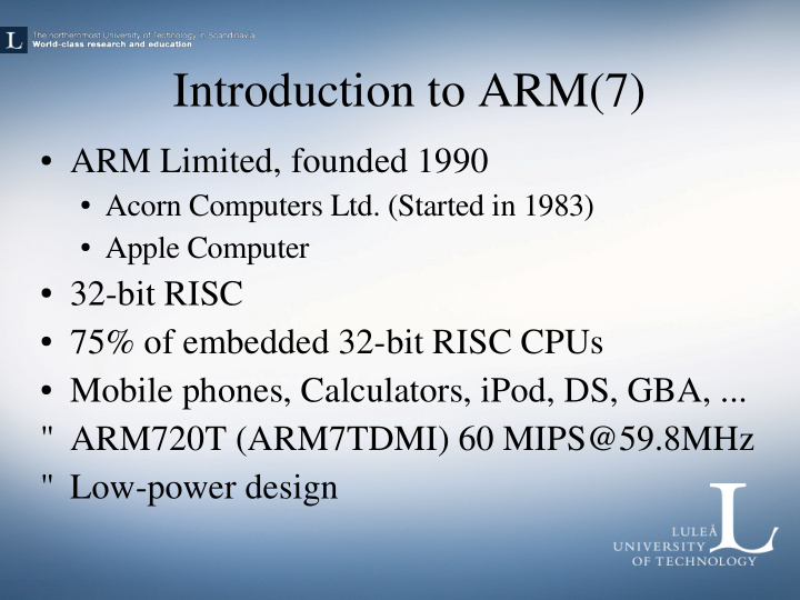 introduction to arm 7