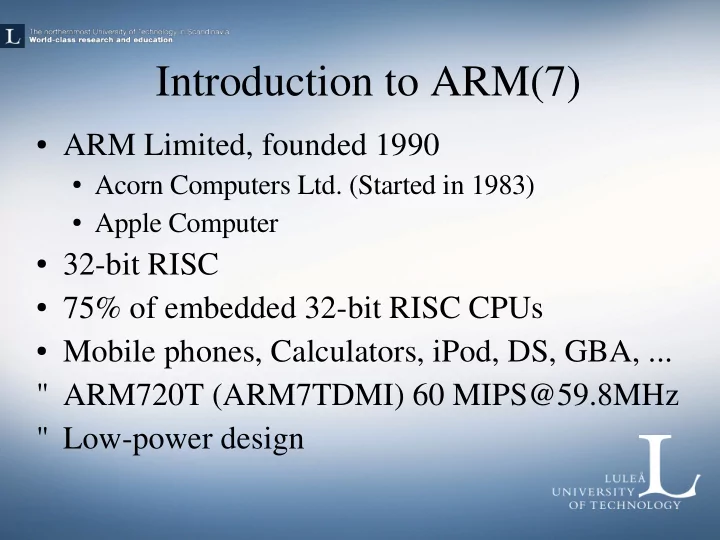 introduction to arm 7