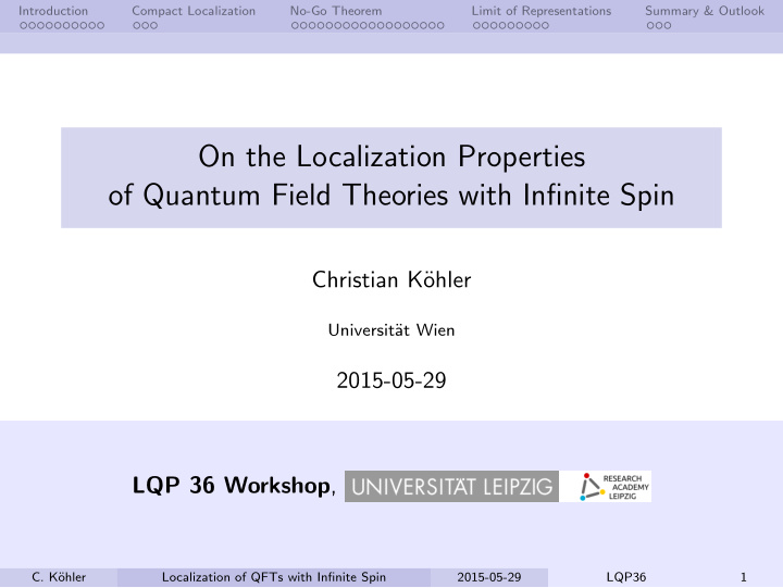 on the localization properties of quantum field theories